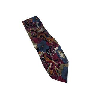 Vintage Ted Lapidus Floral Silk Tie Multicolor Made In Italy